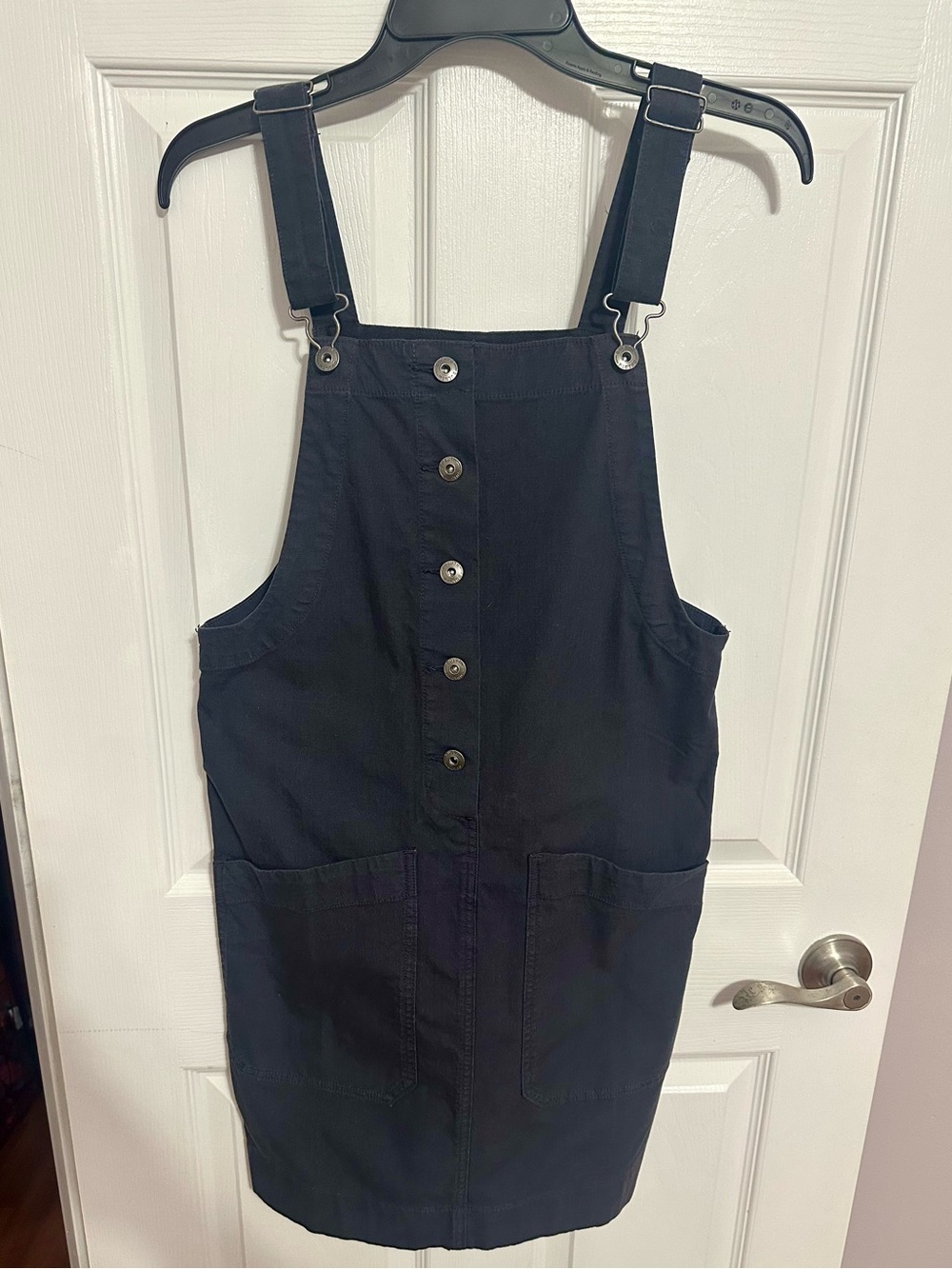 Duluth Trading Women's Shop Square Jumper Overall Dress Navy Blue Graphite XS